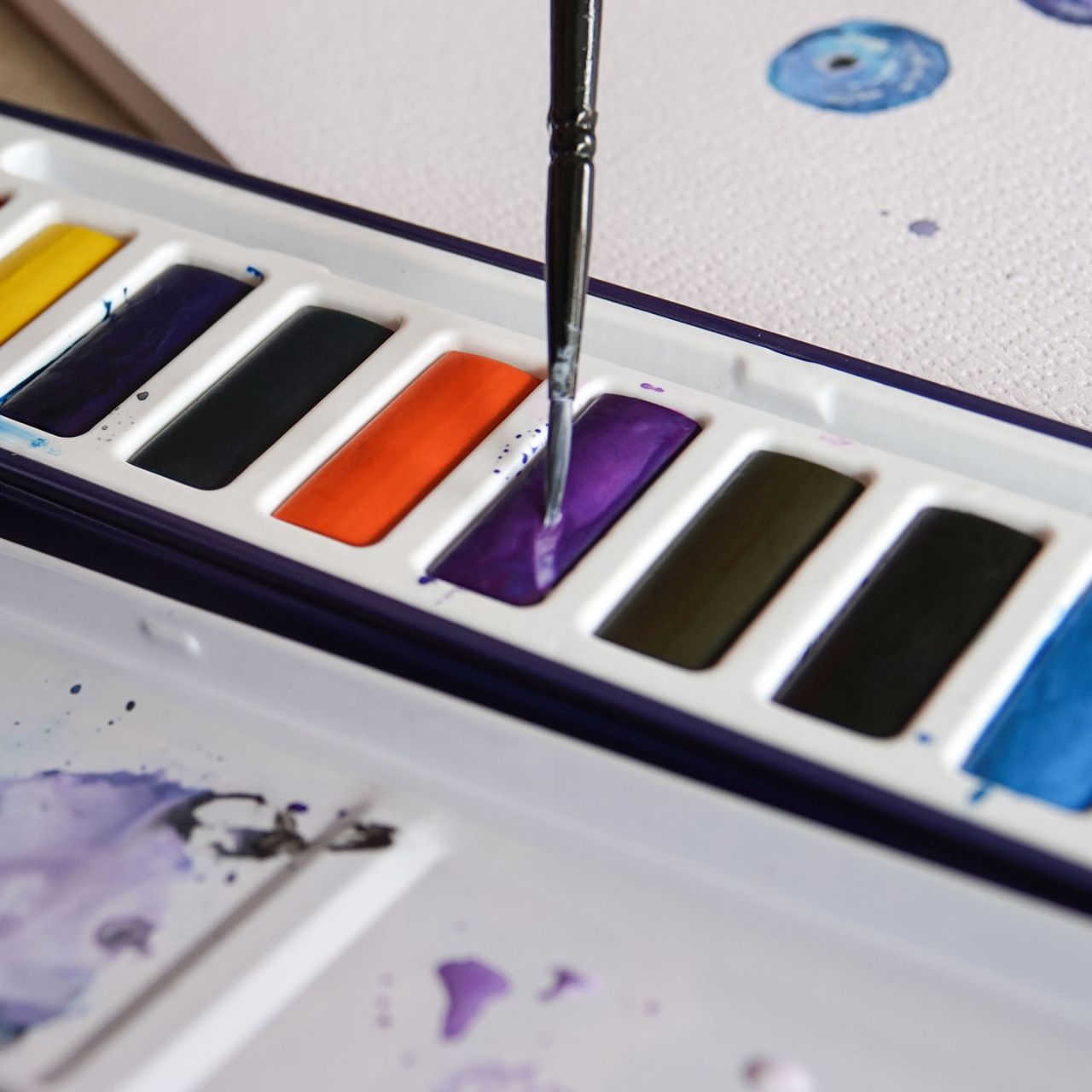 farby akwarelowe malarskie w kostkach 12 sztuk plener