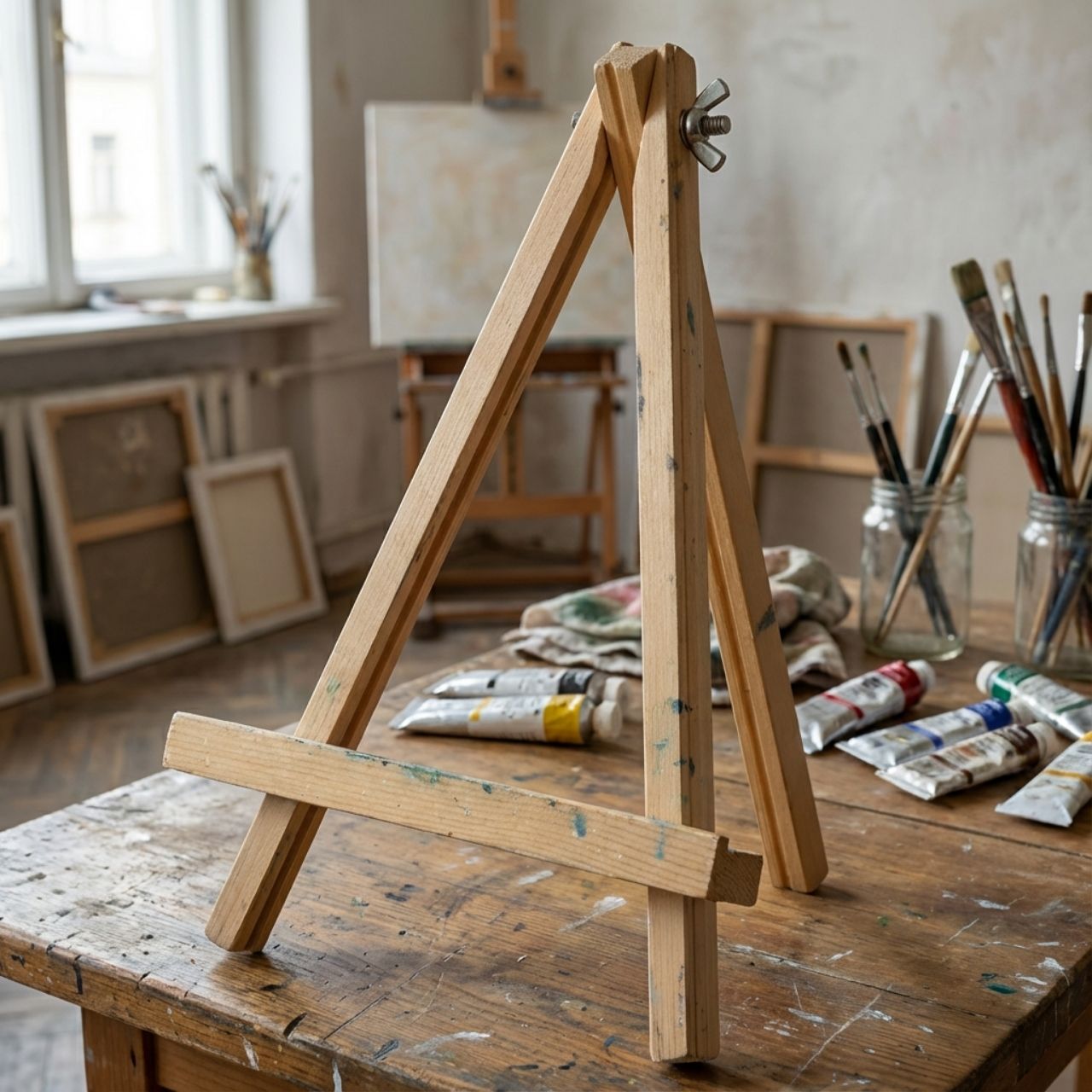 sztaluga stolowa forma mini drewniana w pracowni wielorybie rzeczy